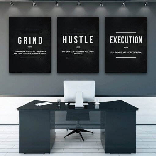 Inspirational Office Canvas - Grind, Hustle, Execution