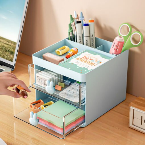 Multi-Tier Desk Organizer with Clear Drawers